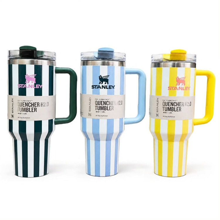 تراول ماگ استنلی اورجینال راهراه دستهدار ۱۲۰۰ میل | Stanley Quencher H2.0
